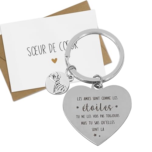 GEBETTER Französisch Beste Freundin Geschenk Schlüsselanhänger für Frauen Schwester Geburtstag Weihnachten Freundschaft Freundinnen Geschenkideen Geburtstagsgeschenk Freundschaftsgeschenke von GEBETTER