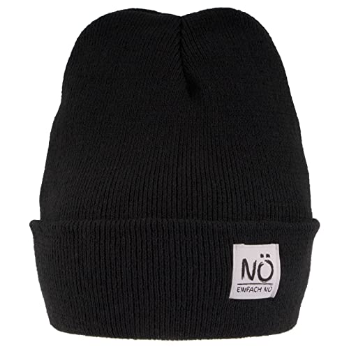 GEBETTER Winter Beanie Mütze Nö Strickmütze Einheitsgröße Wintermütze mit Einstickung Bestickt Schwarz für Jungen Mädchen Herren und Damen von GEBETTER