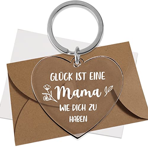 GEBETTER Schlüsselanhänger Geschenke für Mutter Herz Damen Muttertag Erntedankfest Weihnachten Geburtstag Geburtstagsgeschenk Mütter Geschenk (Mama - Transparent Acryl) von GEBETTER