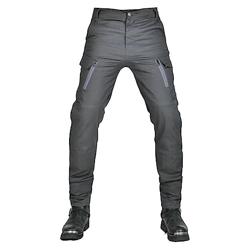 GEBIN Motorradhose Herren, Motorrad Jeans, Motorradhose mit Protektoren Knie und Hüftprotektoren, Stretch Slim fit Denim Motorradhose Cargo Motorradjeans Schutzhose Biker Pants (XXL,Grau) von GEBIN