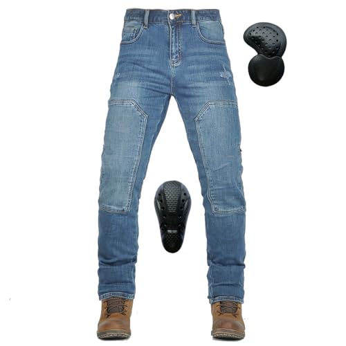 GEBIN Motorradhose Herren, Motorradjeans mit Protektoren, Geeignet für Winter und Sommer, Atmungsaktiv und Strapazierfähig von GEBIN