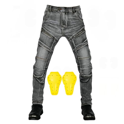 GEBIN Motorradhose Herren - Aramidfaser Motorradjeans mit Protektoren, Geeignet für Winter und Sommer, Atmungsaktiv und Strapazierfähig (Blau,XXS) von GEBIN
