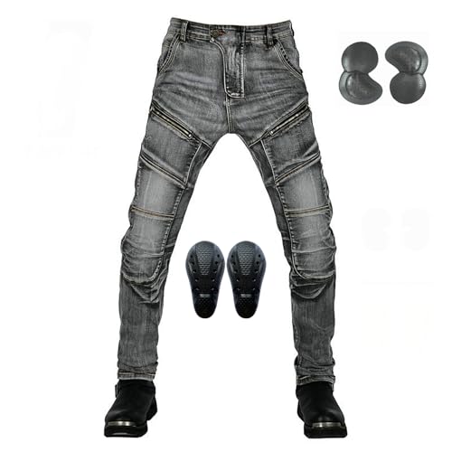 GEBIN Motorradhose Herren - Aramidfaser Motorradjeans mit Protektoren, Geeignet für Winter und Sommer, Atmungsaktiv und Strapazierfähig (Schwarz,4XL) von GEBIN