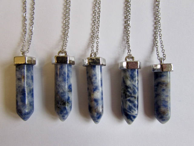 5 Kristallpunkt Heilende Kristall Punkt Anhänger Blauen Fleck Unisex Kostenlose Uk Versand + Geschenk Tasche Chbl5 von GECKOSPIRITUS