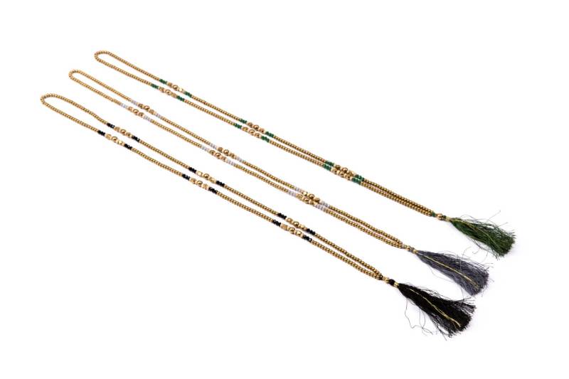 Lange Mala Quaste Halskette Schwarz, Grau, Olivgrün, Gemischte Perlen Yoga Schmuck Festival Frei Uk Lieferung + Geschenk-Tasche Nm123 von GECKOSPIRITUS