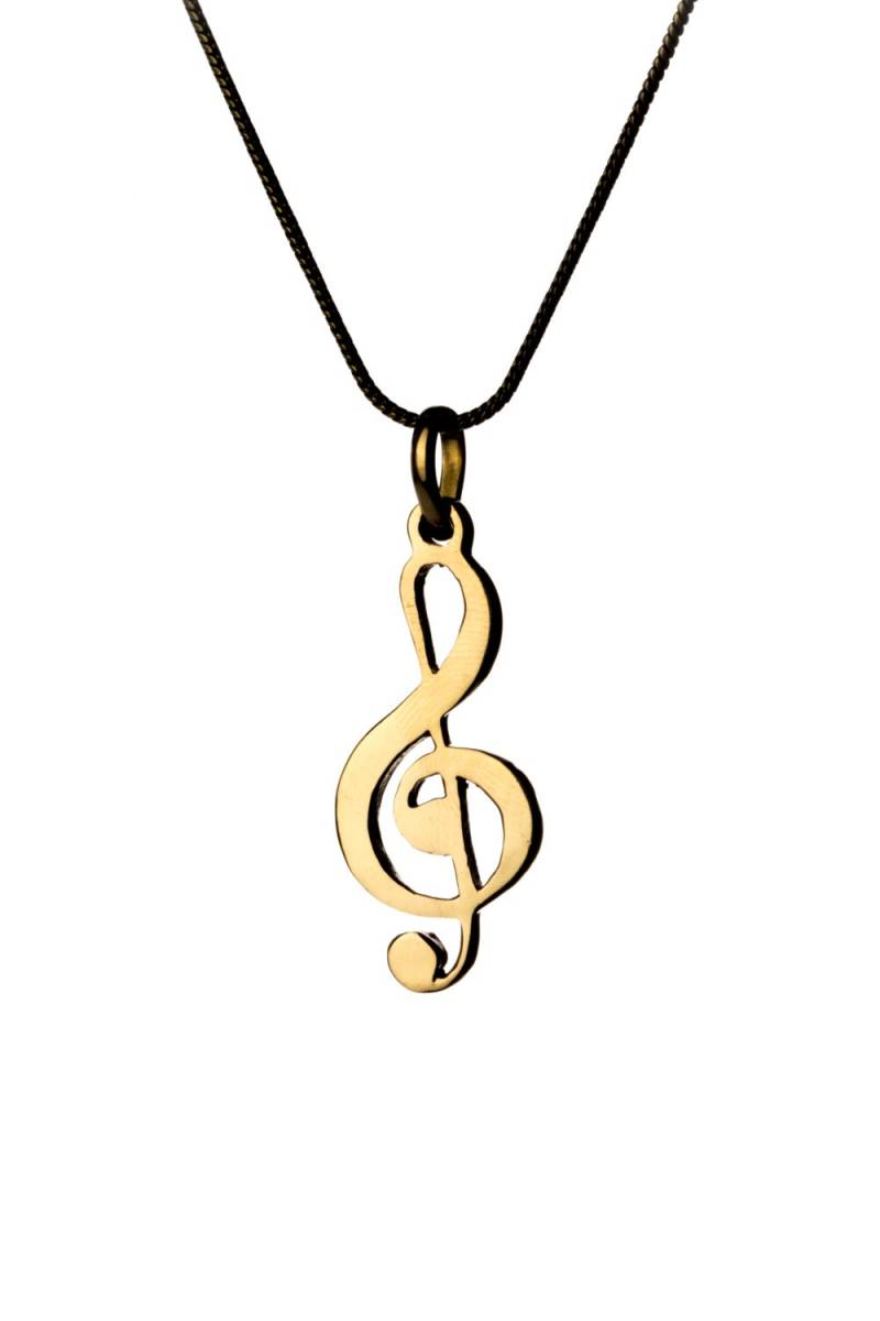 Musik Notenschlüssel Anhänger Messing Handarbeit 2 Optionen Unisex Versandkostenfrei Uk, Geschenk-Box + Geschenk Tasche Bp3 von GECKOSPIRITUS