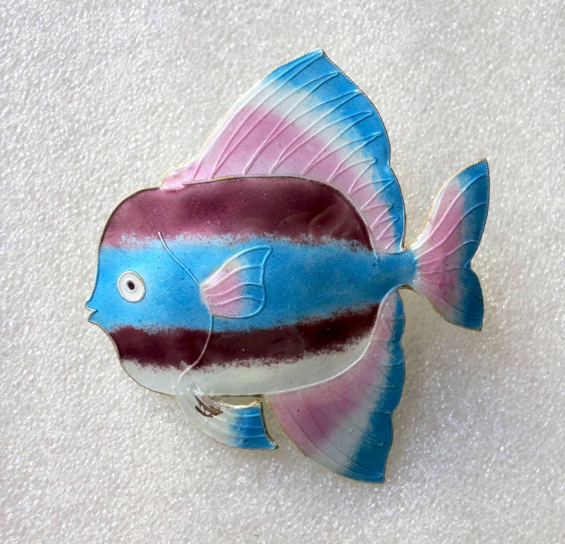 Wunderschön Emaillierte Silber Fisch Brosche von GEDALOVITCH