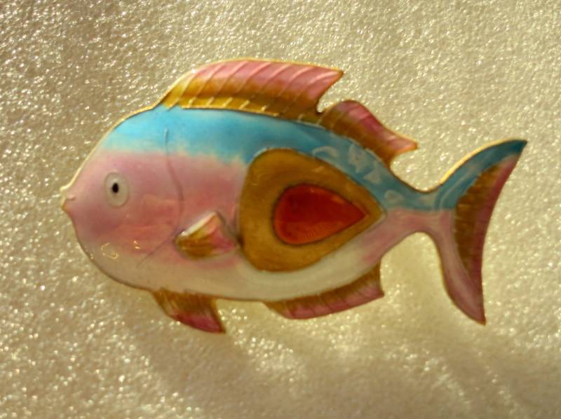 Wunderschön Emaillierte Silber Fisch Brosche von GEDALOVITCH