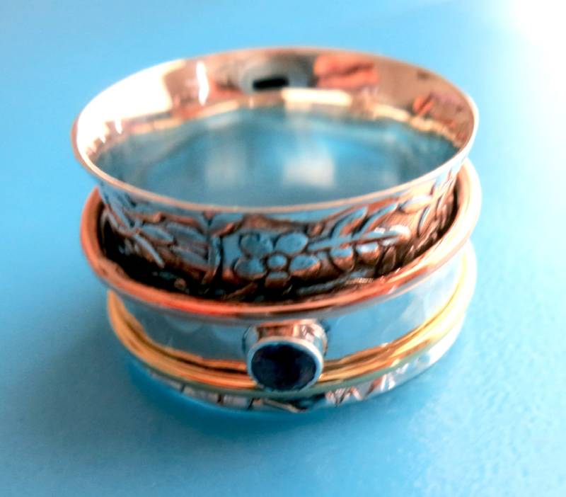 sterling Silber Spinner Ring - Revolving Bands Teil Vergoldet von GEDALOVITCH