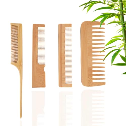 GEDEUBAN 4-teiliges Holz-Haarkamm-Set, Bambus-Kamm mit breiten Zähnen für Damen und Herren GEDEUBAN 4-teiliges Holz-Haarkamm-Set, Bambus-Kamm mit breiten Zähnen für Damen und Herren von GEDEUBAN