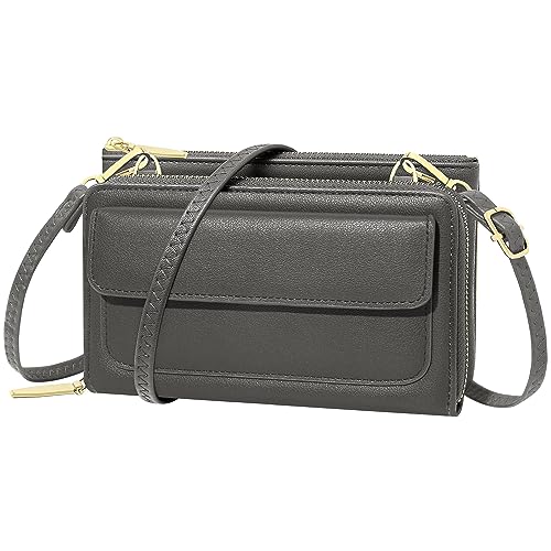 GEEADNB Kleine Crossbody-Tasche für Frauen Handy Geldbörse Geldbeutel Mini-Schultertaschen mit Kartenschlitzen (Dunkelgrau) von GEEADNB