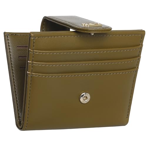 GEEADNB Kleine Geldbörse Damen, Frauen Mini und im Kurzformat Portemonnaie Münzfach PU Leder Geldbeutel Zipper Brieftasche Für Frauen Mädchen mit 11 Kartenfächern (Dark Olive Green) von GEEADNB