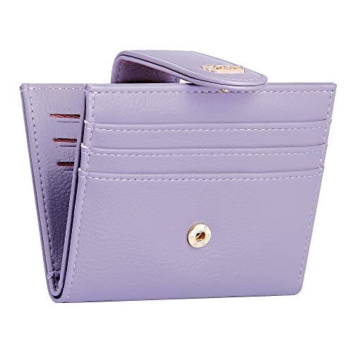 GEEADNB Kleine Geldbörse Damen, Frauen Mini und im Kurzformat Portemonnaie Münzfach PU Leder Geldbeutel Zipper Brieftasche Für Frauen Mädchen mit 11 Kartenfächern (Lila) von GEEADNB