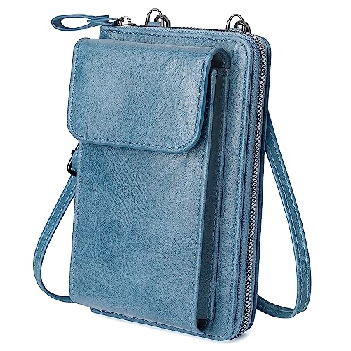 GEEADNB Umhängetasche Damen, Kleine Handy Crossbody Bag zum Umhängen Multifunktionale Moderne Handtasche Schultertasche für Frauen mit Geldbörse Schultergurt (Blau) von GEEADNB