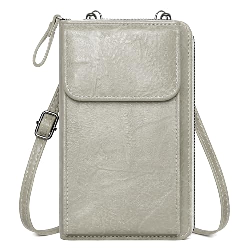 GEEADNB Umhängetasche Damen, Kleine Handy Crossbody Bag zum Umhängen Multifunktionale Moderne Handtasche Schultertasche für Frauen mit Geldbörse Schultergurt (Grau) von GEEADNB