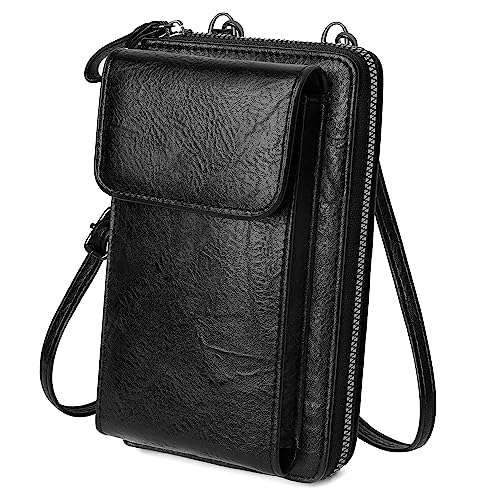 GEEADNB Umhängetasche Damen, Kleine Handy Crossbody Bag zum Umhängen Multifunktionale Moderne Handtasche Schultertasche für Frauen mit Geldbörse Schultergurt (Schwarz) von GEEADNB