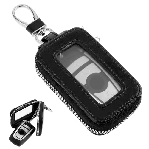 GEEHUA Autoschlüssel Schutzhülle, Leder Schlüsselanhänger Abdeckung Universal Spiegelfenster Auto Schlüsselanhänger Halter Metallhaken Schlüsselanhänger Reißverschlusstasche für Fernbedienung von GEEHUA