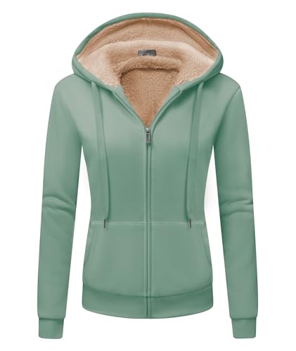 GEEK LIGHTING Sweatjacke Damen Gefüttert Kapuzenpullover Damen Winter Fleecejacke mit Kapuze Warm Einfarbig Sweatshirt Hoodie Zip Kapuzenjacke mit Reißverschluss M-2XL von GEEK LIGHTING