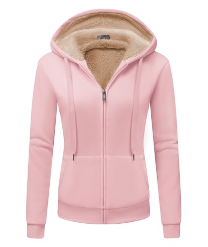 GEEK LIGHTING Sweatjacke Damen Gefüttert Kapuzenpullover Damen Winter Fleecejacke mit Kapuze Warm Einfarbig Sweatshirt Hoodie Zip Kapuzenjacke mit Reißverschluss M-2XL von GEEK LIGHTING