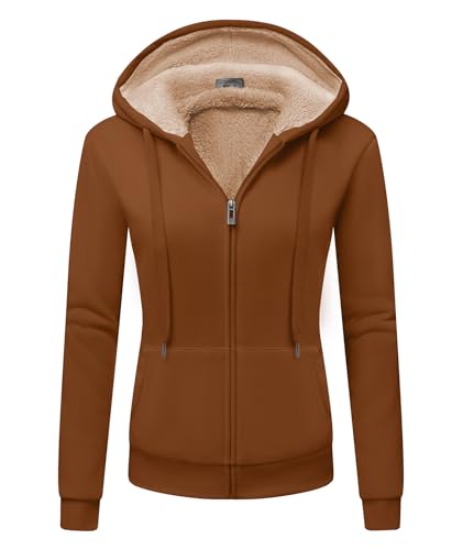 GEEK LIGHTING Sweatjacke Damen Gefüttert Kapuzenpullover Damen Winter Fleecejacke mit Kapuze Warm Einfarbig Sweatshirt Hoodie Zip Kapuzenjacke mit Reißverschluss M-2XL von GEEK LIGHTING