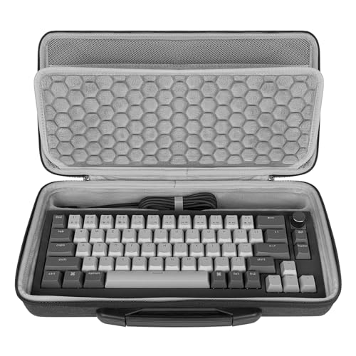 GEEKRIA 65% Tastatur-Tragetasche, Hartschalen-Reisetasche für kompakte 68-Tasten-Tastatur mit Knopf, kompatibel mit ASUS ROG Falchion NX 65%, Keychron Q2/Q2 Pro/V2, Razer Huntsman V3 Pro Mini 60% von GEEKRIA