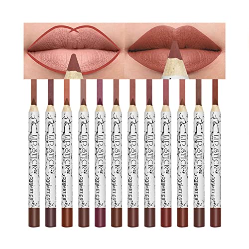 12-teiliges Lipliner-Set Glatte Seidentextur Definiert Lippen 12 Satte Lippenfarben für Tägliches Make-up Schönheitskosmetik Make-up für Mädchen (Sortierte Farbe) von GEERYZHE