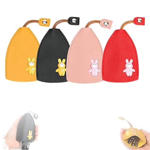 GEFIRE 4 Stücke Autoschlüssel Hülle, Key Organizer, Schlüsseletui Leder, Schlüsseltasche, Autoschlüssel Tasche Großvolumige Schlüsselbund-Schutztasche (4-Farbiges Kaninchen-Modell) von GEFIRE