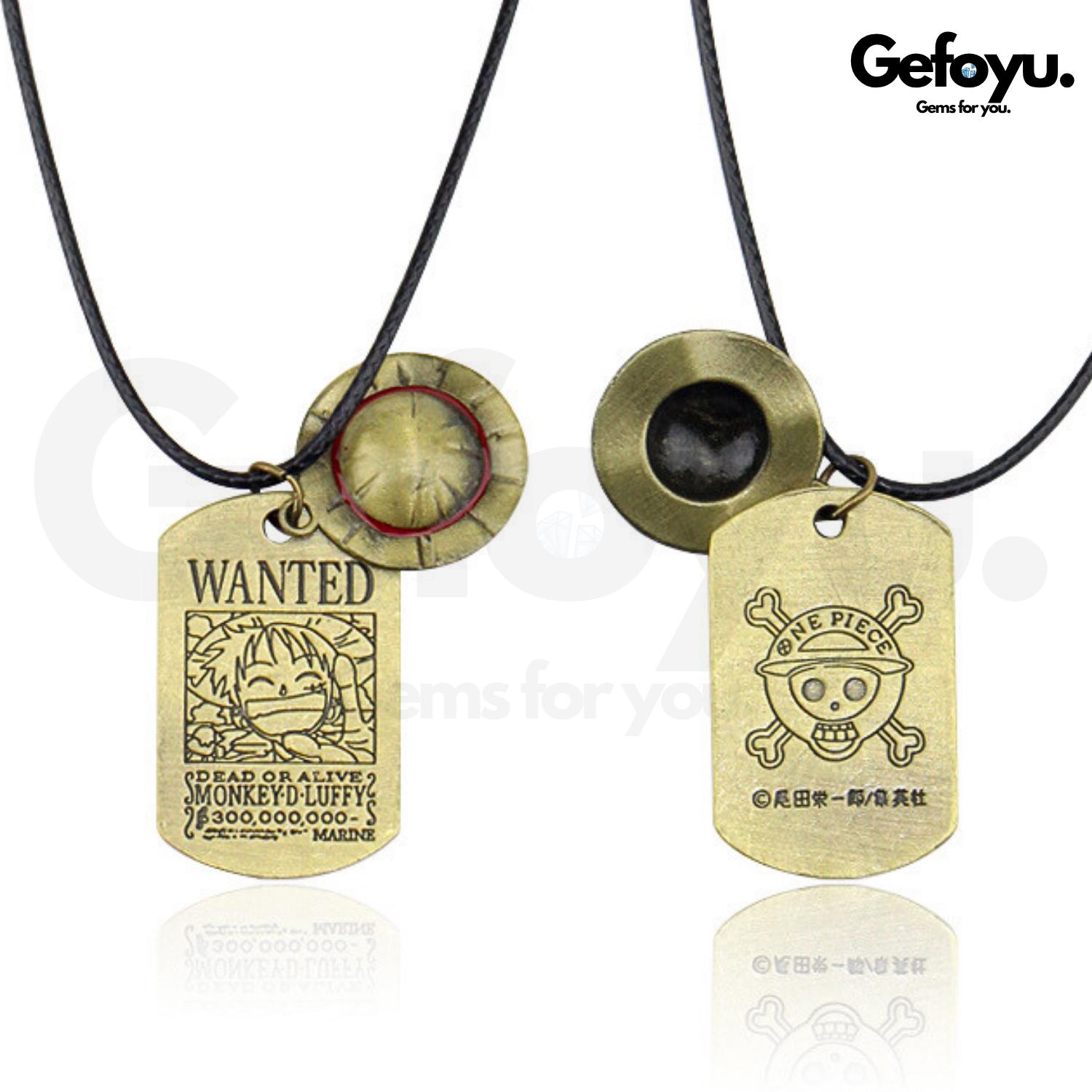 One Piece Kette - Monkey D. Ruffy Wanted Strohhut Halskette Anime Schmuck & Fanartikel Für Luffy Liebhaber One Piece Kette - Monkey D. Ruffy Wanted Strohhut Halskette Anime Schmuck & Fanartikel Für Luffy Liebhaber von GEFOYU