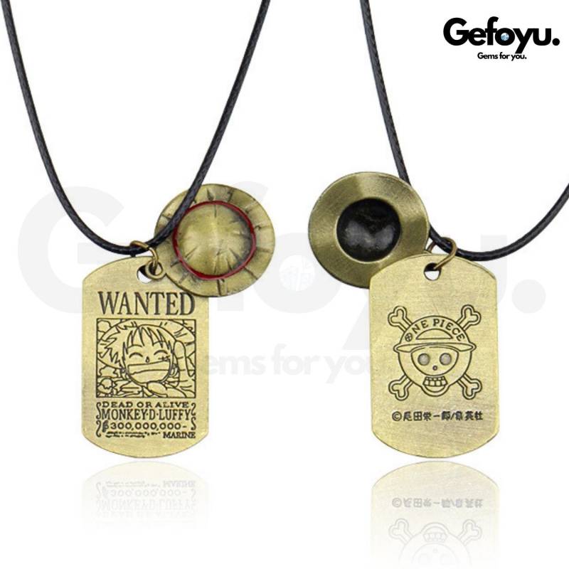 One Piece Kette - Monkey D. Ruffy Wanted Strohhut Halskette Anime Schmuck & Fanartikel Für Luffy Liebhaber One Piece Kette - Monkey D. Ruffy Wanted Strohhut Halskette Anime Schmuck & Fanartikel Für Luffy Liebhaber von GEFOYU