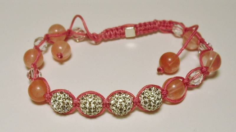 Shamballa Armband - Swarovski Und Kirsche Quarz von GEGEDE