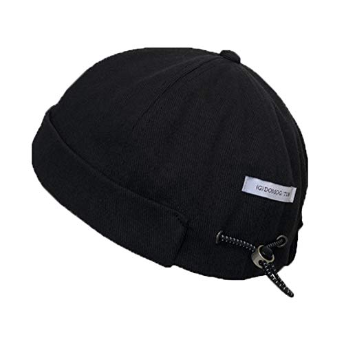 Docker Cap Brimless Hat für Männer Frauen Beanie Rollbündchen Retro Skullcap Miki Hat, Schwarz, Einheitsgröße von GEGEEN DOMOG