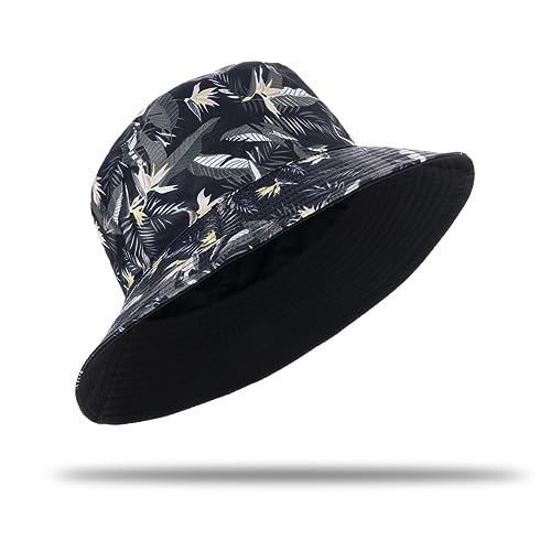 Oversize XXL Bucket Hat Reversible Extra Large Sonnenhut Großer Kopf Breite Krempe Fischerhut für Männer Frauen, Schwarz-Dunkelblau, M von GEGEEN DOMOG