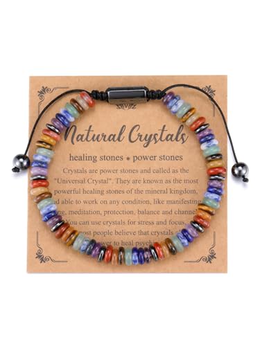 GEHECRST 7 Chakra Armband Edelstein Armbänder Natürliche Chakra Steine Yoga Armband Healing Reiki Energietherapie Glückbringen Edelstein für Damen Herren (Stil 6) von GEHECRST