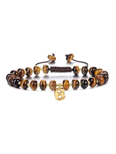 GEHECRST Damen Personalisierte Armband mit Buchstaben A-Z Chakra Heilsteine Armband einstellbare Armbänder Yoga Healing Reiki Energietherapie Glückbringen Personalisierte Geschenke für Frauen Mädchen von GEHECRST