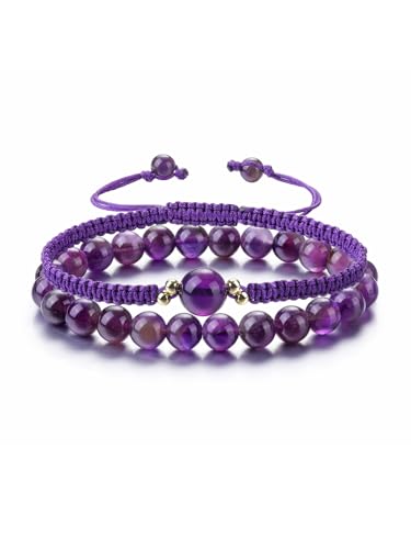 GEHECRST Edelstein 2 Stück Wickelarmband Heilsteine Kette Set Amethyst Halskette Mehrschichtiges Armbänder Perlenarmbänder Amulett für Yoga Heilung Reiki und Meditation GEHECRST Edelstein 2 Stück Wickelarmband Heilsteine Kette Set Amethyst Halskette Mehrschichtiges Armbänder Perlenarmbänder Amulett für Yoga Heilung Reiki und Meditation von GEHECRST