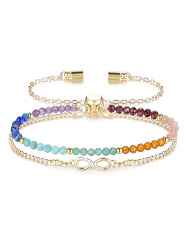 GEHECRST Edelstein 7 Chakra Armband Heilsteine Armband mit Infinity Symbol Einstellbare Mehrlagige Armbänder Steine Glücksarmband spirituellen Schmuck Reiki Energietherapie Glückbringen Talisman GEHECRST Edelstein 7 Chakra Armband Heilsteine Armband mit Infinity Symbol Einstellbare Mehrlagige Armbänder Steine Glücksarmband spirituellen Schmuck Reiki Energietherapie Glückbringen Talisman von GEHECRST