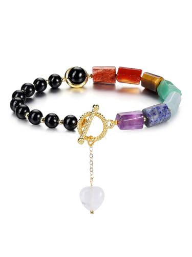 GEHECRST Edelstein 7 Chakra Armband Obsidian Perlenarmband Heilsteine Armband einstellbare Armbänder Glücksarmband Healing Reiki Energietherapie Glückbringen Talisman GEHECRST Edelstein 7 Chakra Armband Obsidian Perlenarmband Heilsteine Armband einstellbare Armbänder Glücksarmband Healing Reiki Energietherapie Glückbringen Talisman von GEHECRST