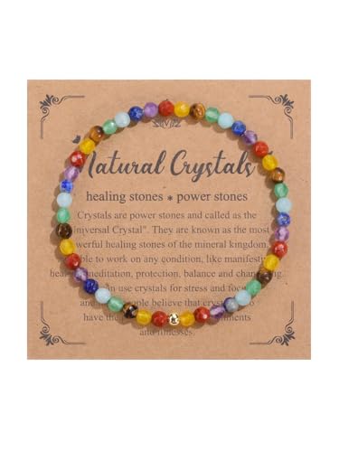 GEHECRST Edelstein Chakra Armband Heilsteine Armband Echte Steine Perlenarmband Kristallarmband Glücksarmband Healing Reiki Energietherapie Glückbringen Talisman Spirituelle Geschenke von GEHECRST