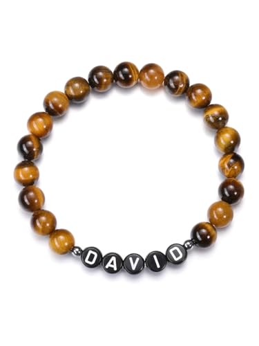 GEHECRST Personalisierte Armband mit Namen Buchstaben Perlen Partnerarmband Heilsteine Armband Perlenarmband Freundschaftsarmband Yoga Armband Personalisierte Geschenke für Partner Freunde Familie von GEHECRST