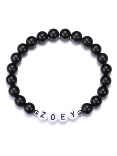 GEHECRST Personalisierte Armband mit Namen Buchstaben Perlen Partnerarmband Heilsteine Armband Perlenarmband Freundschaftsarmband Yoga Armband Personalisierte Geschenke für Partner Freunde Familie von GEHECRST