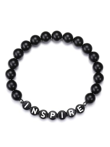 GEHECRST Personalisierte Armband mit Namen Buchstaben Perlen Partnerarmband Heilsteine Armband Perlenarmband Freundschaftsarmband Yoga Armband Personalisierte Geschenke für Partner Freunde Familie von GEHECRST