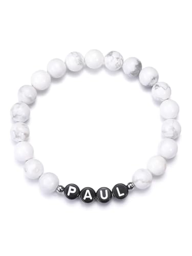 GEHECRST Personalisierte Armband mit Namen Buchstaben Perlen Partnerarmband Heilsteine Armband Perlenarmband Freundschaftsarmband Yoga Armband Personalisierte Geschenke für Partner Freunde Familie von GEHECRST