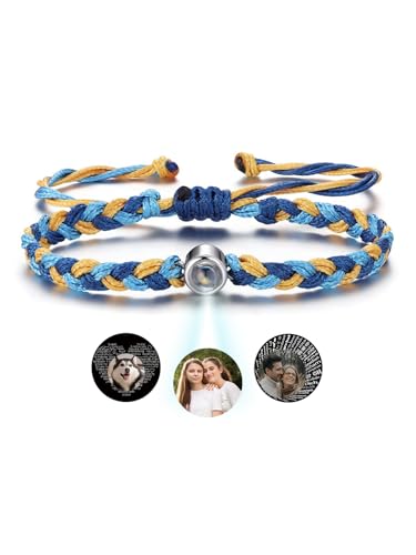 GEHECRST Personalisiertes Projektions Armband mit Foto und Bild im Stein geflochtenes Armbänder Personalisiert Fotoarmband Personalisierte Geschenke für Freundin Partner Paare Familie von GEHECRST