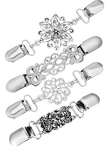 Gejoy Vintage Pullover Schal Kleider Cardigan Kragen Clip mit silberfarbener Blumen-Clip für Damen von Gejoy