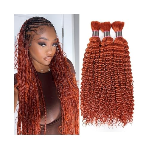 Damen Deep Wave #350 Ingwer Echthaar Bulk No Weft Brasilianische Remy Haarverlängerungen for Flechten Extensions für Zöpfe(22 24 26) von GEK208130