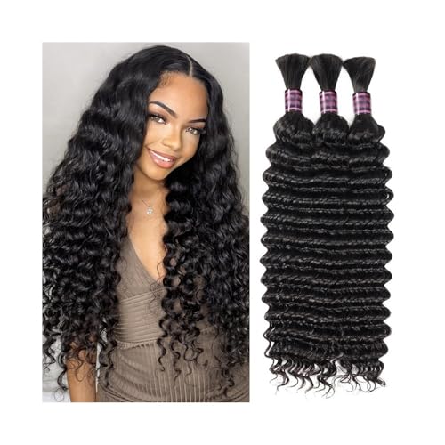Damen Deep Wave Bulk Echthaar for Flechten, unverarbeitet, keine Schussfäden, Remy-Haarverlängerungen for Boho-Zöpfe Extensions für Zöpfe(26inches) von GEK208130