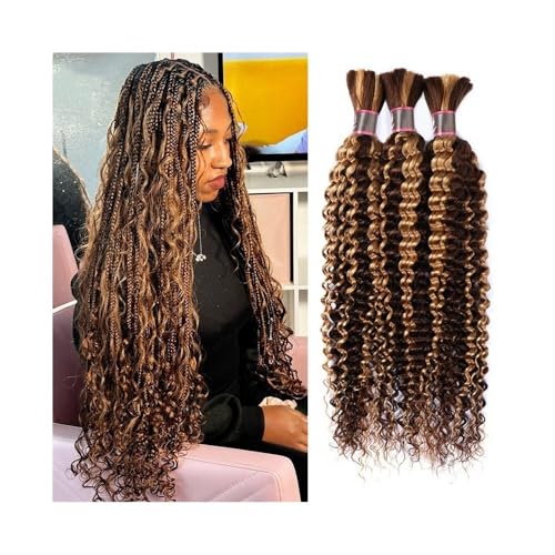 Damen Highlight-Massen-Menschenhaar for Flechten P4/27 Blonde Deep Wave No Weft Flechten Haarbündel Extensions für Zöpfe(20inches) von GEK208130