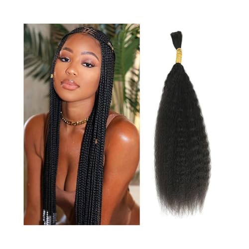Damen Human Braiding Hair for Boho Braids Kinky Straight Bulk Hair Extensions 50g/Bundles No Weft Extensions für Zöpfe(24inches) von GEK208130