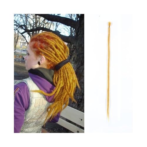 Frauen 20 Zoll handgemachte Dreadlocks-Erweiterungen 5 Stränge synthetische Dreadlocks Locken Häkelzöpfe Haar 1,0 cm Fake Twist Flechthaar Reggae Dreadlocks Zopf Täglicher Gebrauch(Golden) von GEK208130