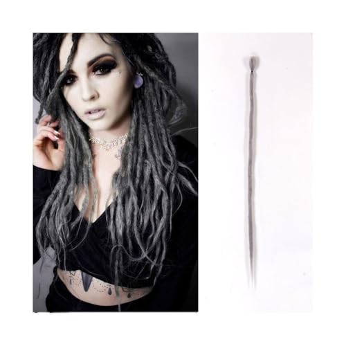 Frauen 20 Zoll handgemachte Dreadlocks-Erweiterungen 5 Stränge synthetische Dreadlocks Locken Häkelzöpfe Haar 1,0 cm Fake Twist Flechthaar Reggae Dreadlocks Zopf Täglicher Gebrauch(Grijs) von GEK208130